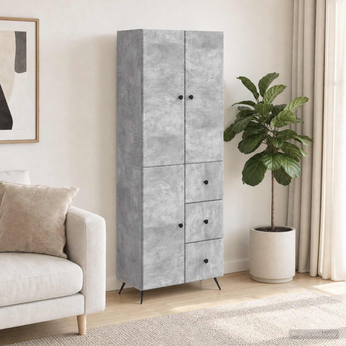 Ensemble de Meubles 2 pc Gris béton Bois d'ingénierie