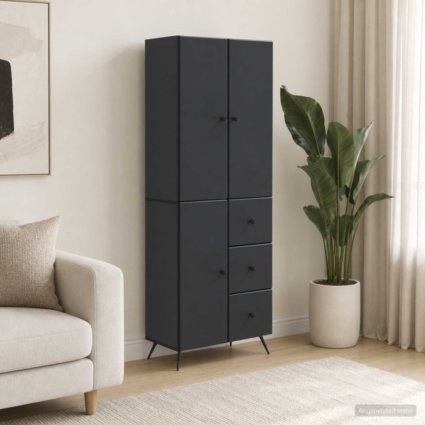 Ensemble de Meubles 2 pc Noir Bois d'ingénierie