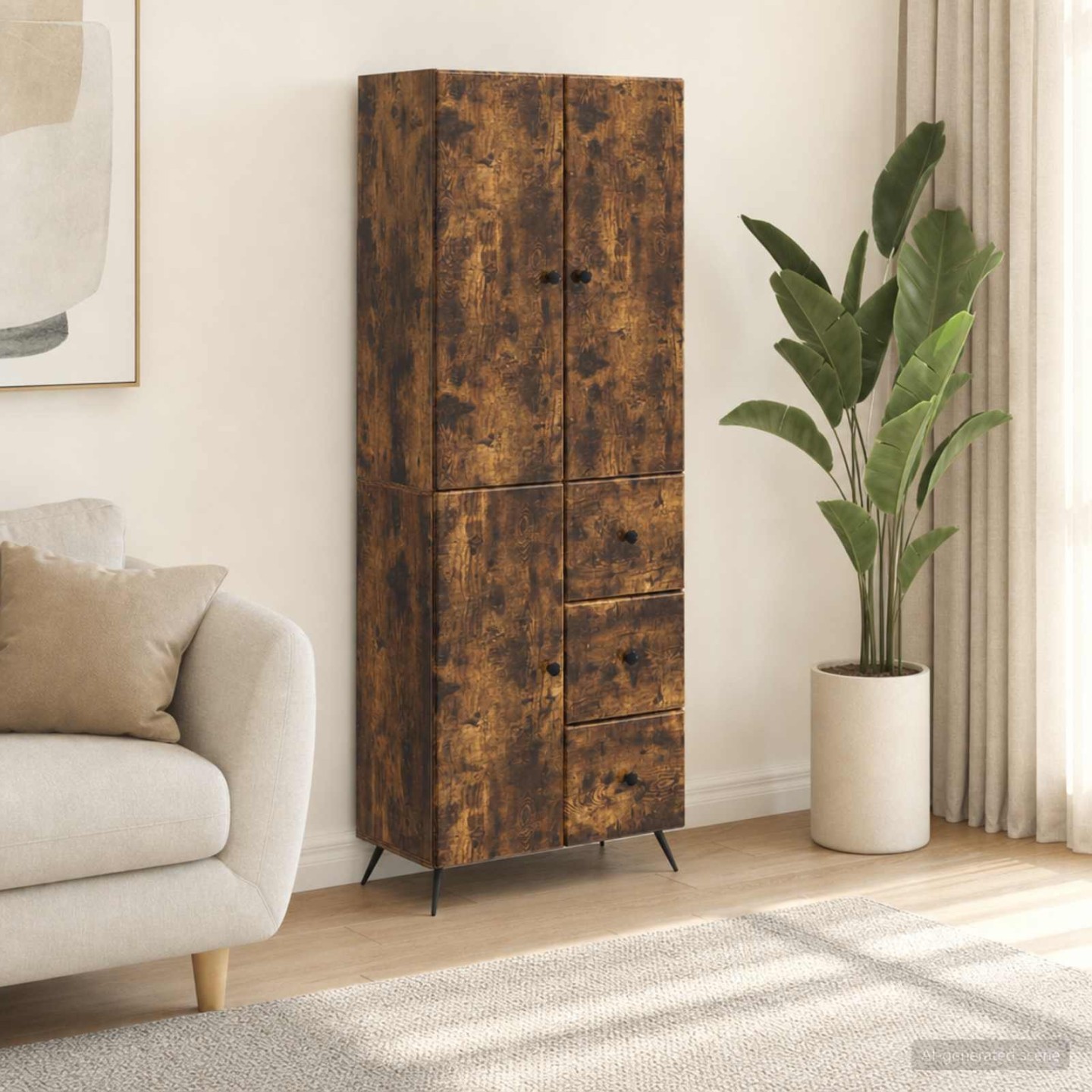 Ensemble de Meubles 2 pc Chêne fumé Bois d'ingénierie