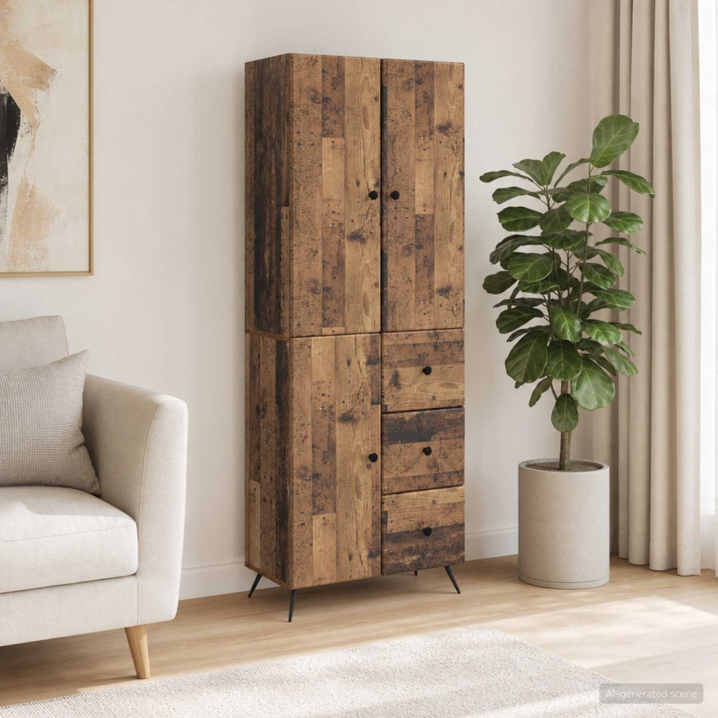 Ensemble de Meubles 2 pc Bois ancien Bois d'ingénierie