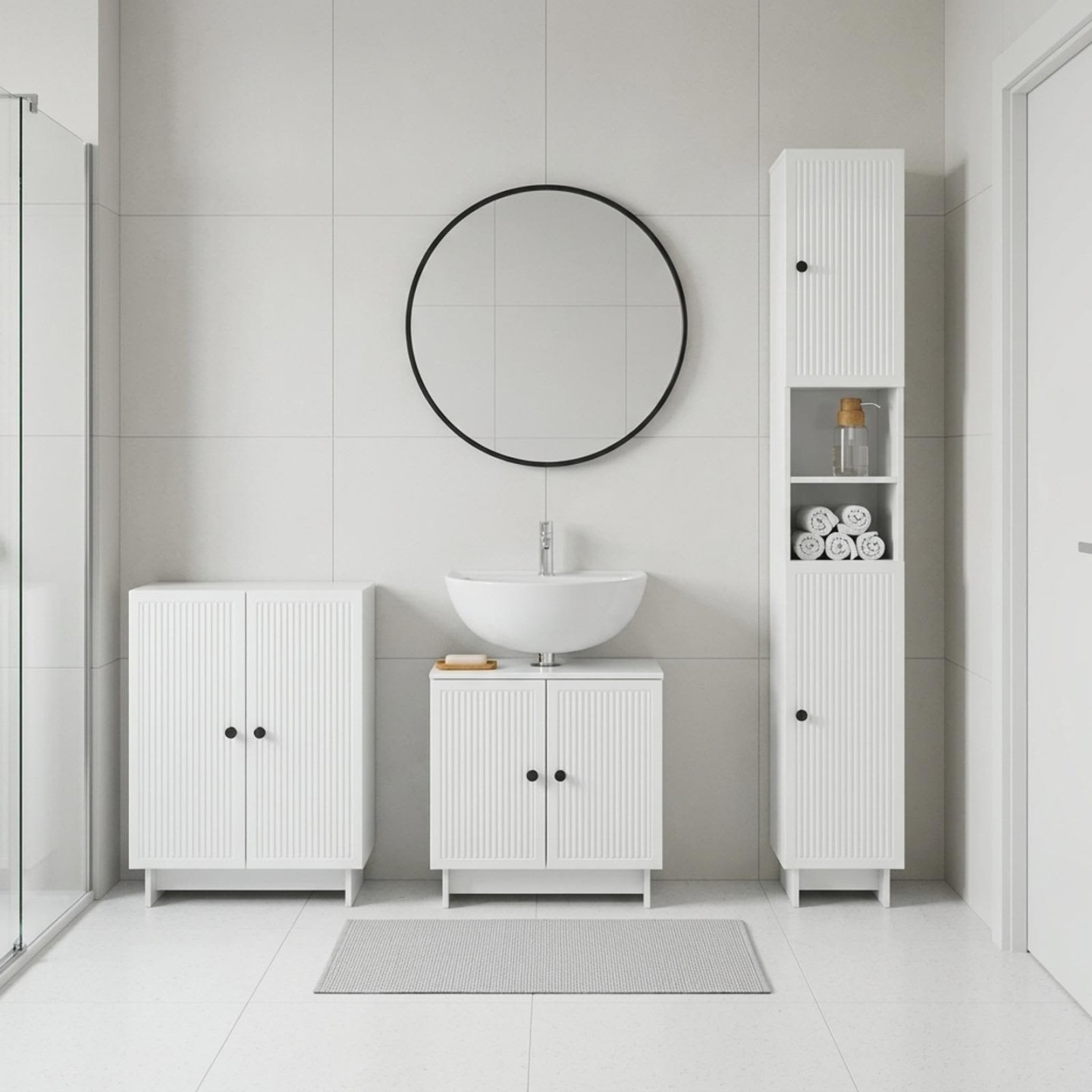 Ensemble de meuble de salle de bain 3 pièces EDE Blanc brillant
