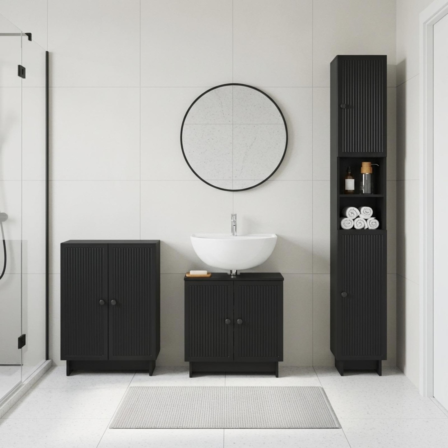 Ensemble de meuble de salle de bain 3 pièces EDE Noir