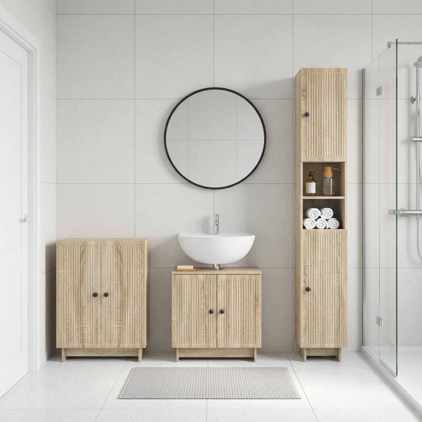Ensemble de meuble de salle de bain 3 pièces EDE Chêne Sonoma