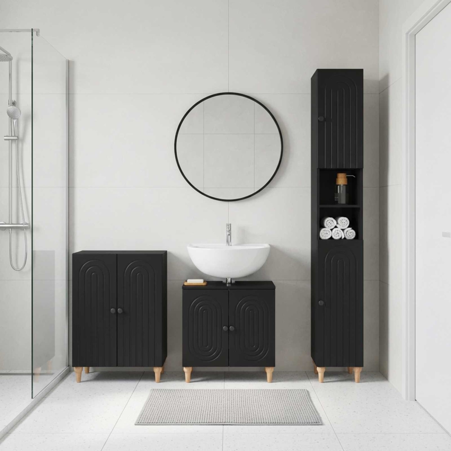 Ensemble de meuble de salle de bain 3 pièces ALKMAAR Noir