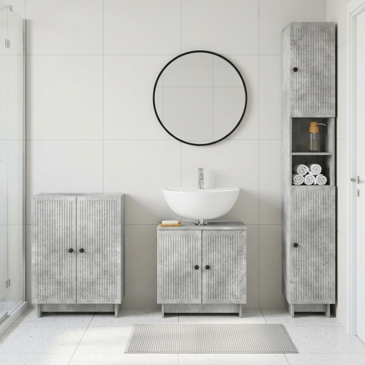 Ensemble de meuble de salle de bain 3 pièces EDE Gris béton
