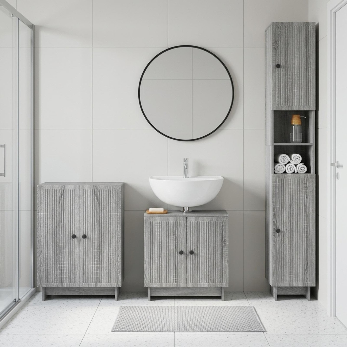 Ensemble de meuble de salle de bain 3 pièces EDE Sonoma gris