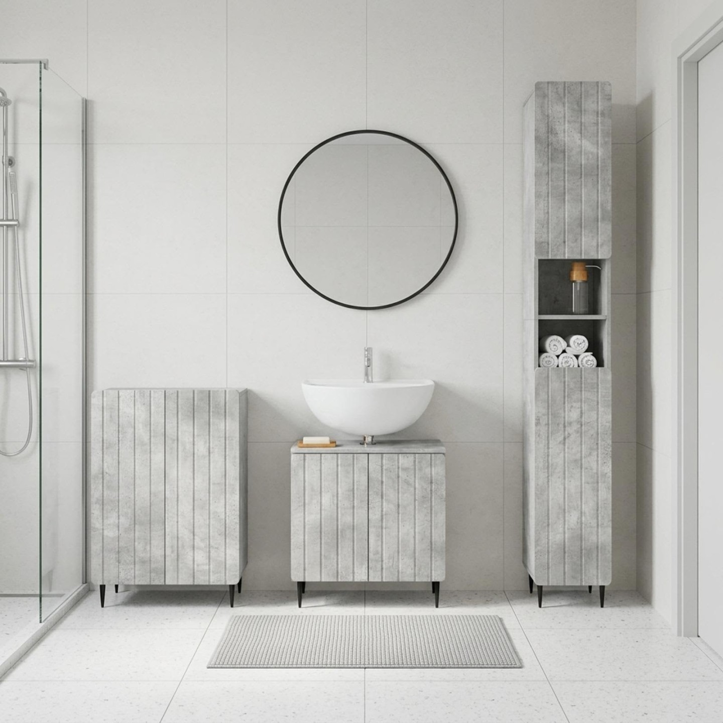 Ensemble de meuble de salle de bain 3 pièces ZWOLLE Gris béton