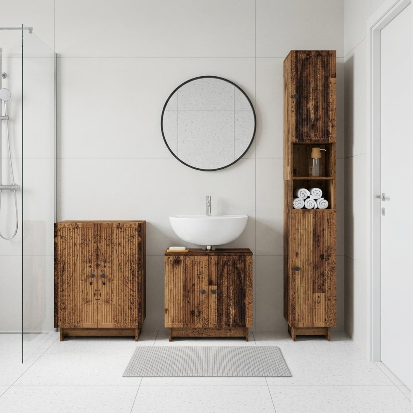 Ensemble de meuble de salle de bain 3 pièces EDE Bois ancien