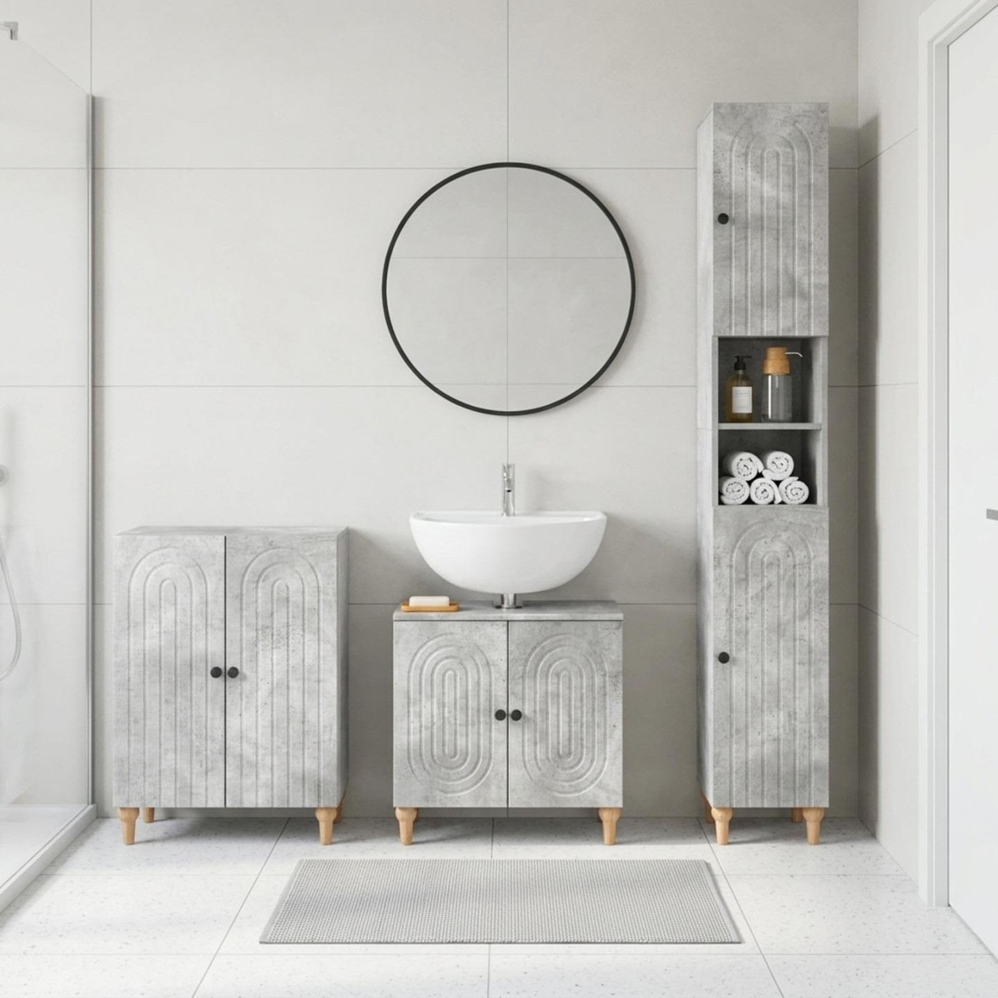 Ensemble de meuble de salle de bain 3 pièces ALKMAAR Gris béton