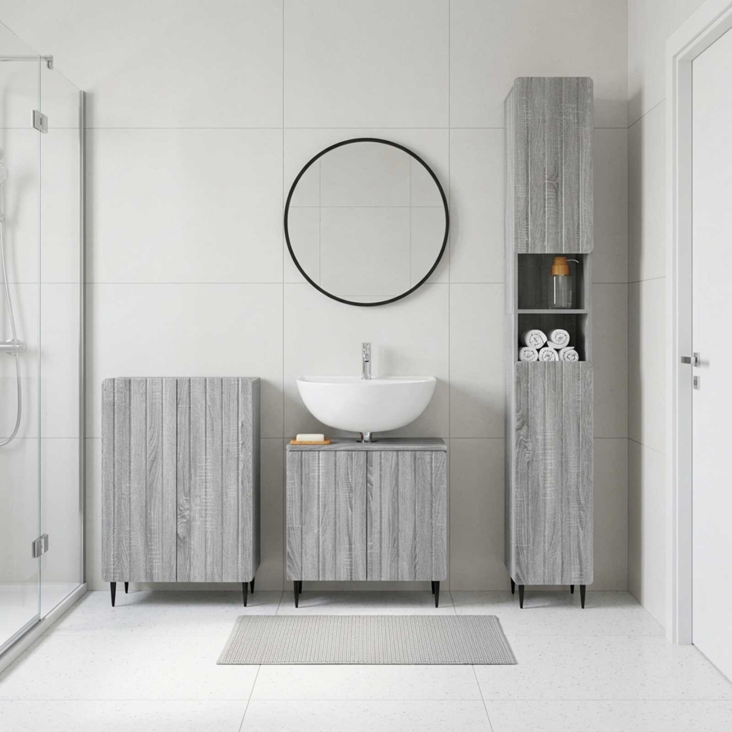 Ensemble de meuble de salle de bain 3 pièces ZWOLLE Sonoma gris