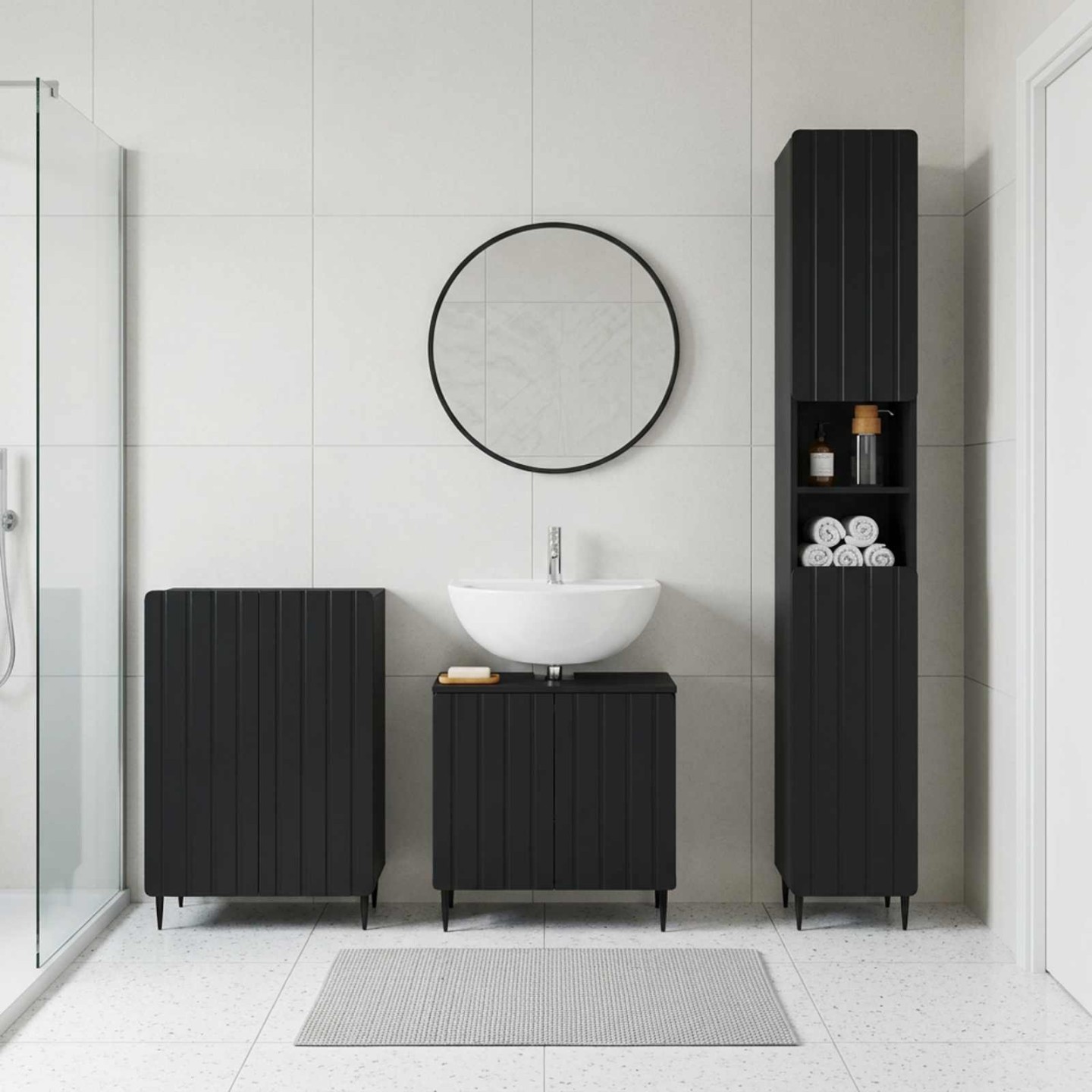 Ensemble de meuble de salle de bain 3 pièces ZWOLLE Noir