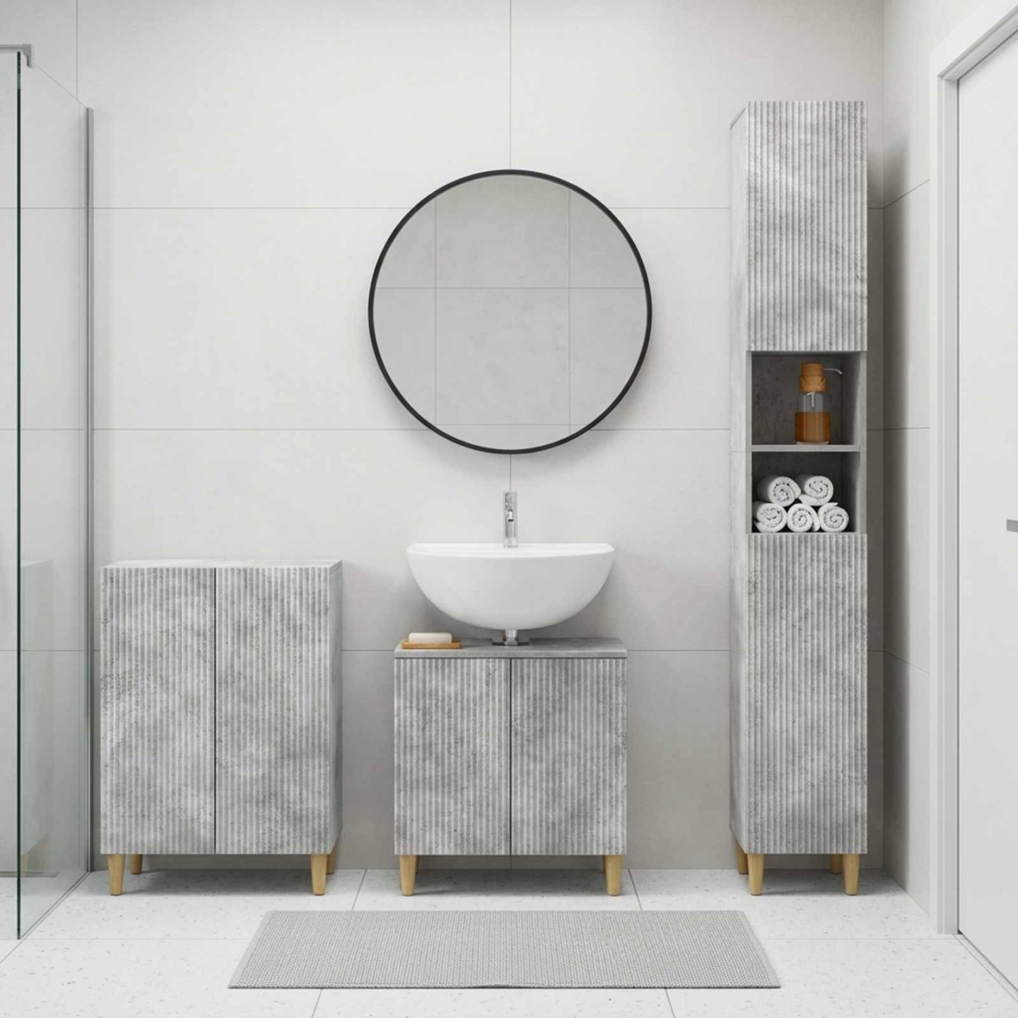 Ensemble de meuble de salle de bain 3 pièces ARNHEM Gris béton
