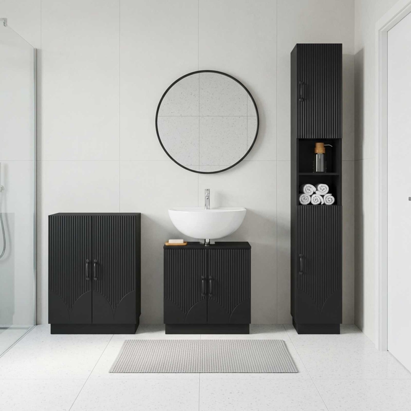 Ensemble de meuble de salle de bain 3 pièces HOORN Noir