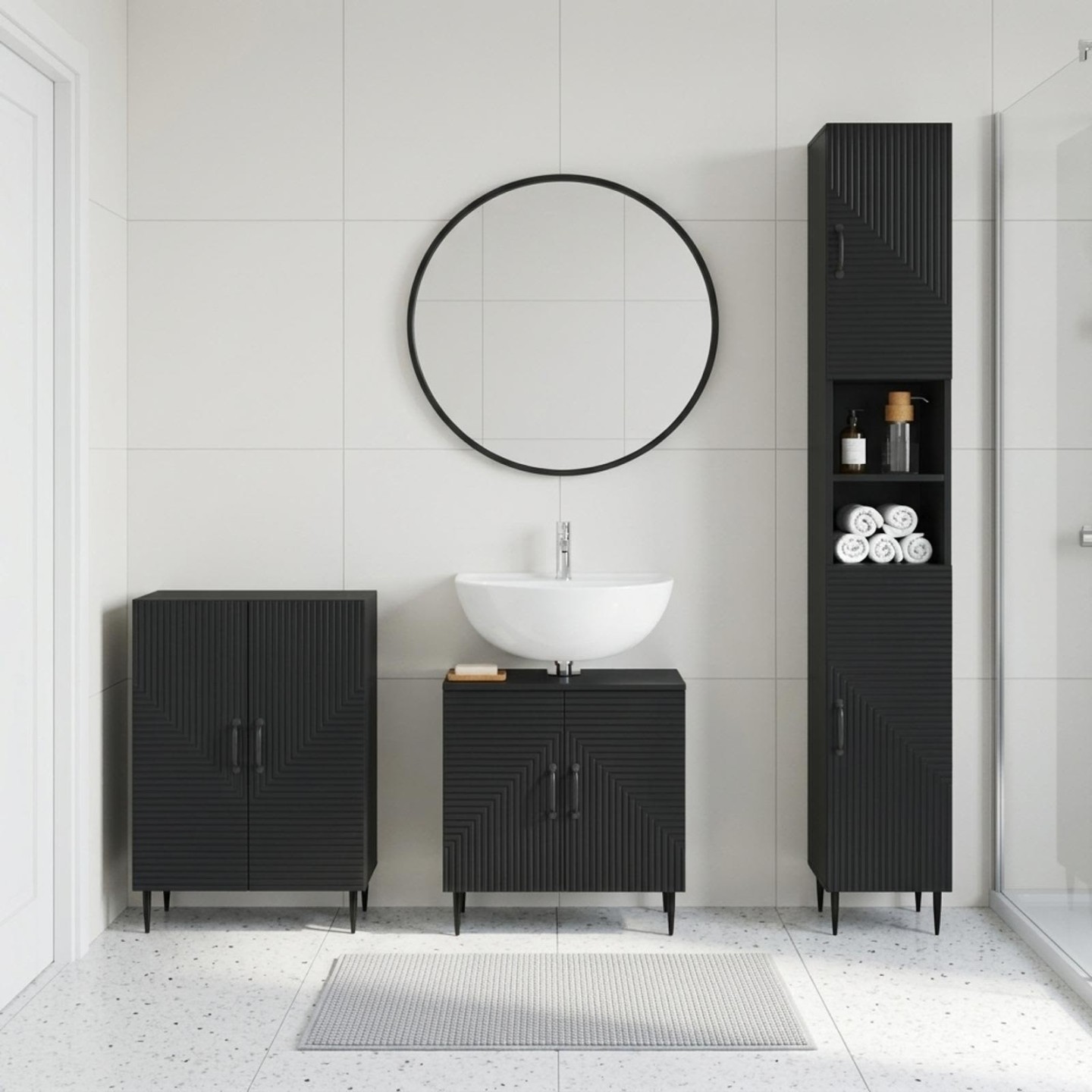 Ensemble de meuble de salle de bain 3 pièces HAARLEM Noir