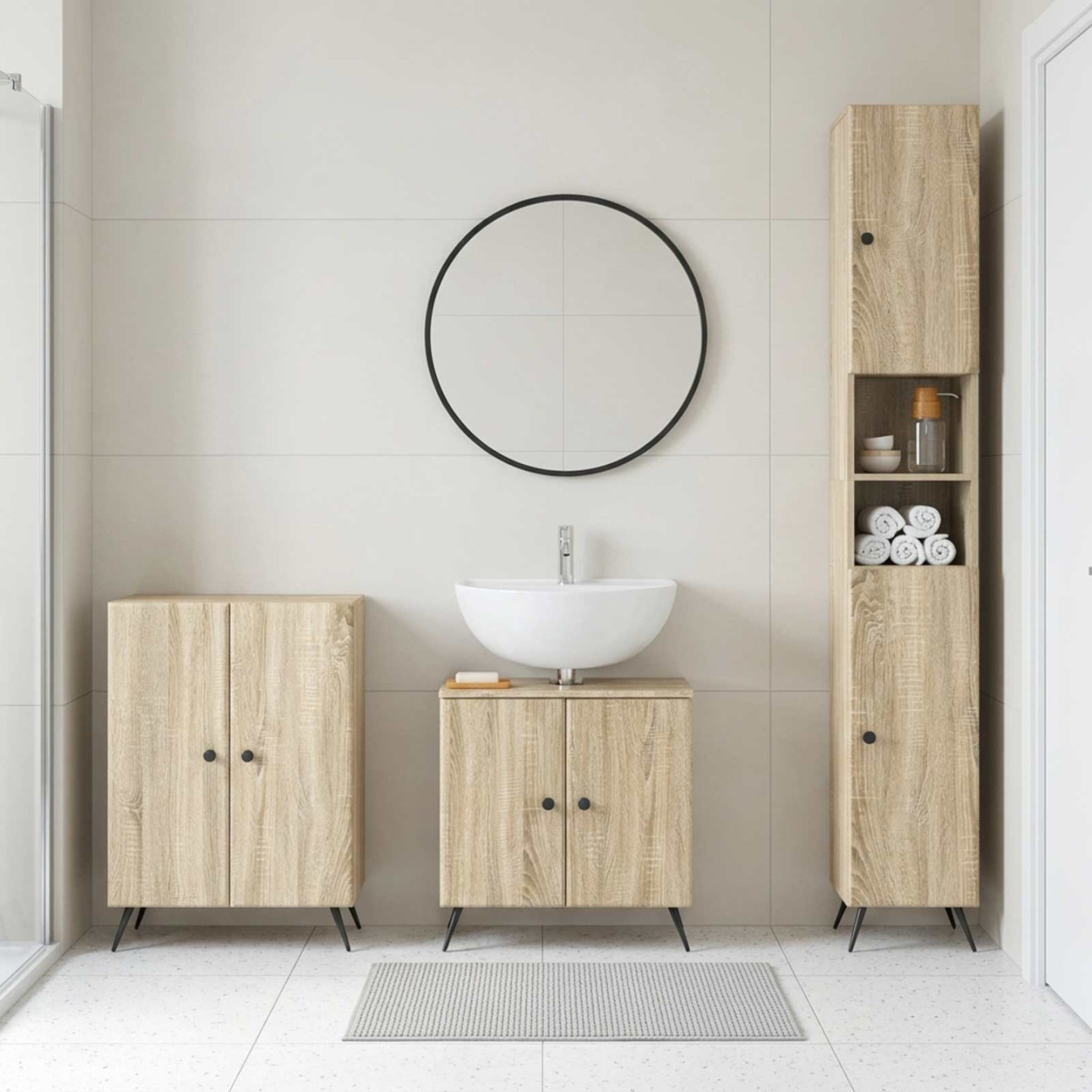 Ensemble de meuble de salle de bain 3 pièces BREDA Chêne Sonoma