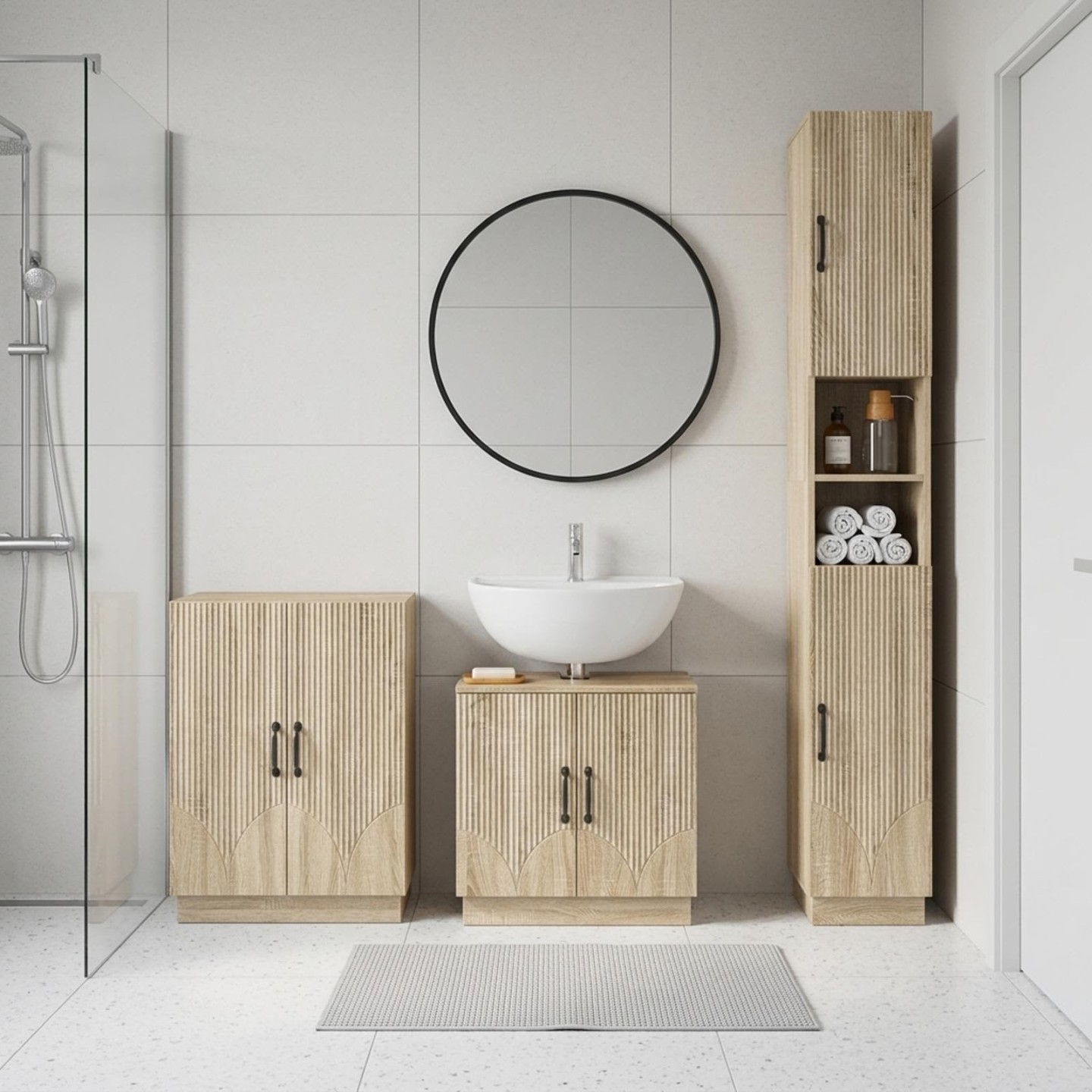 Ensemble de meuble de salle de bain 3 pièces HOORN Chêne Sonoma