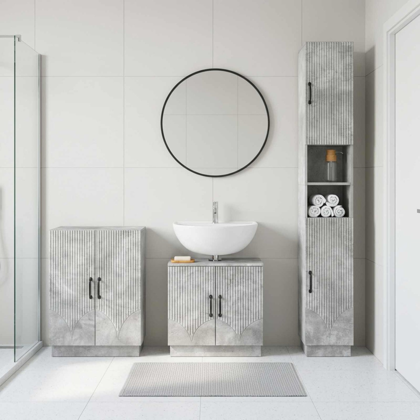 Ensemble de meuble de salle de bain 3 pièces HOORN Gris béton