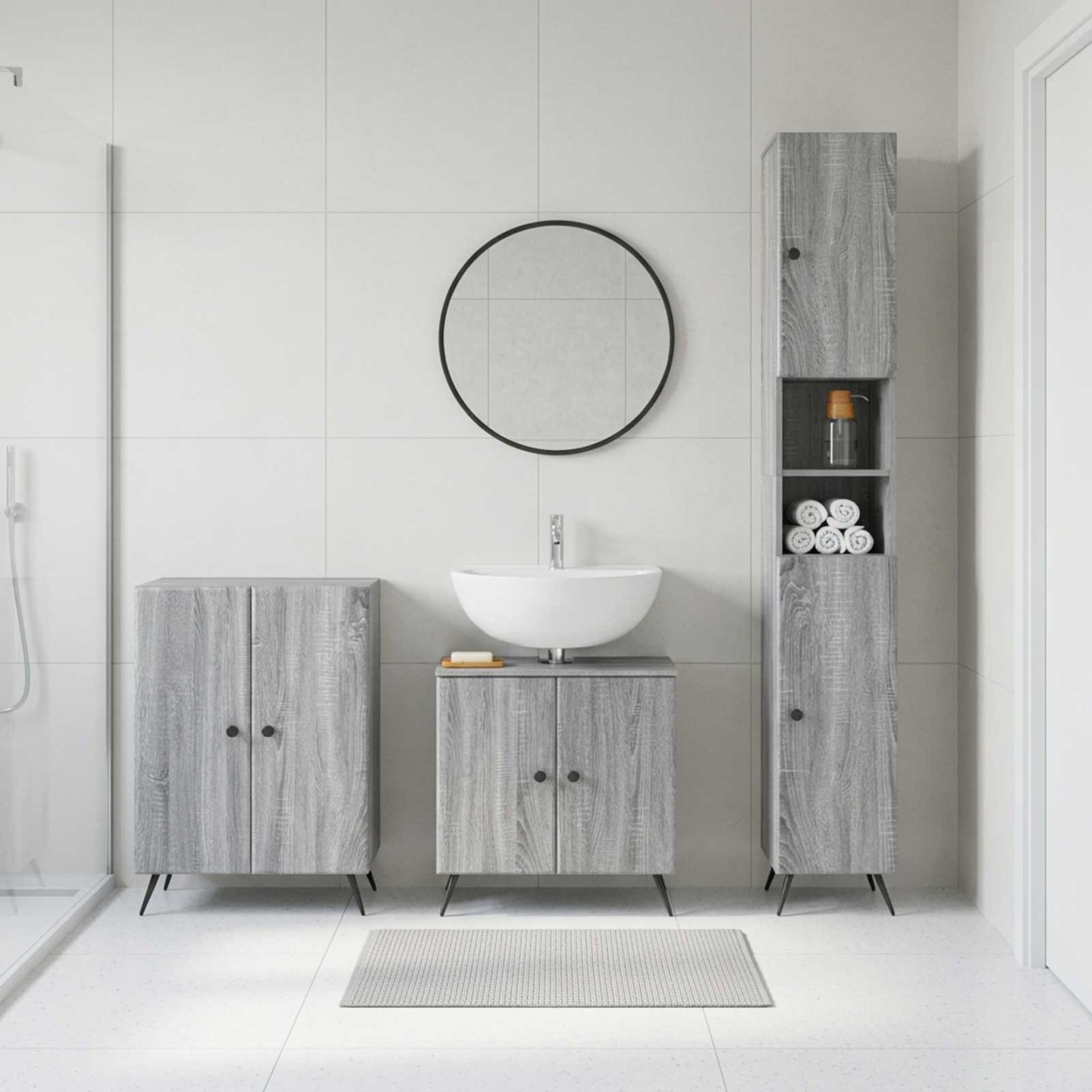 Ensemble de meuble de salle de bain 3 pièces BREDA Sonoma gris