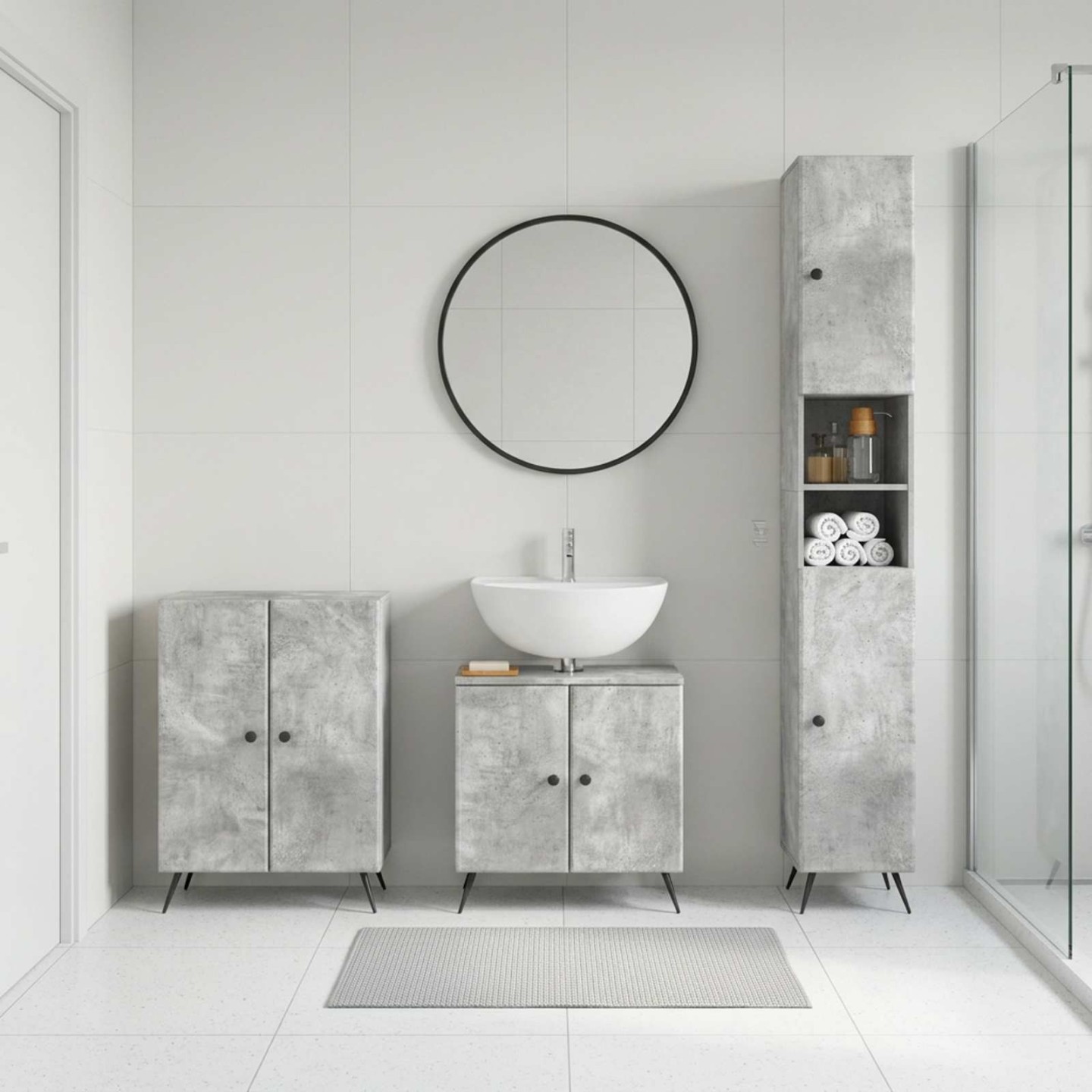 Ensemble de meuble de salle de bain 3 pièces BREDA Gris béton