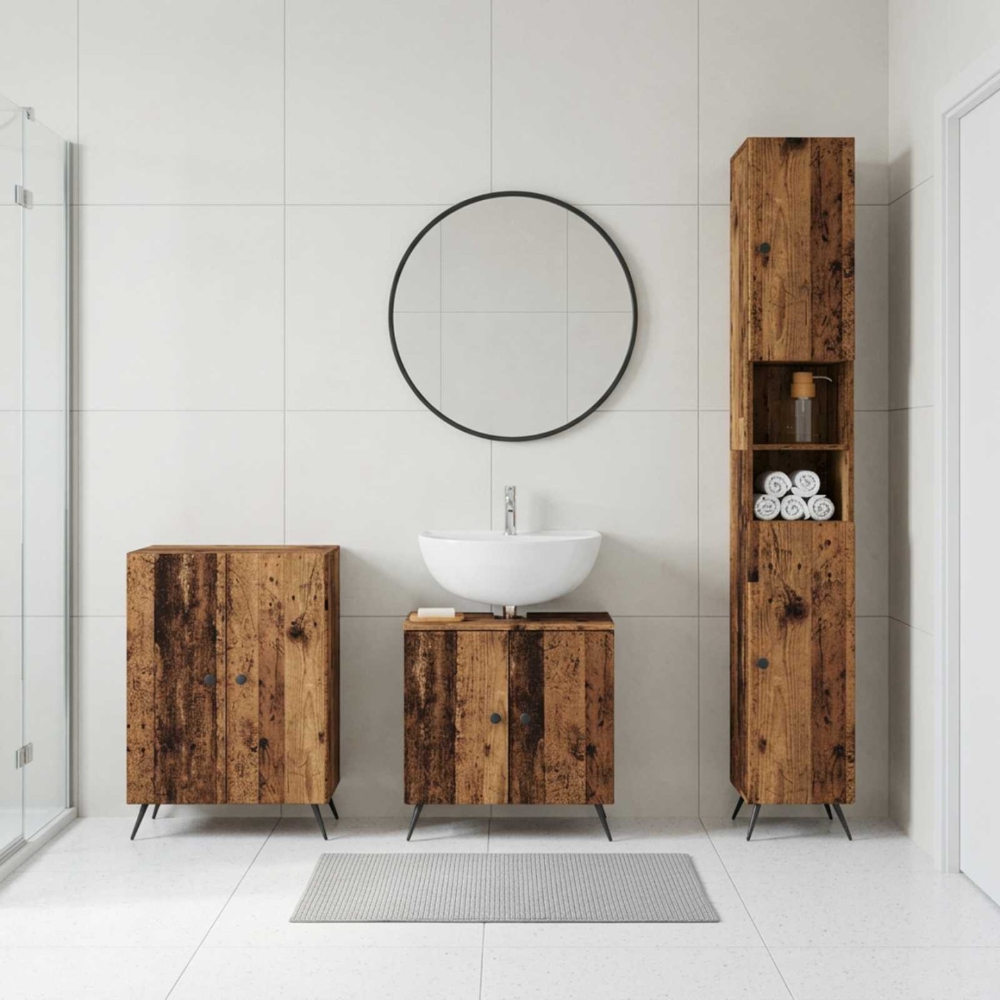 Ensemble de meuble de salle de bain 3 pièces BREDA Bois ancien