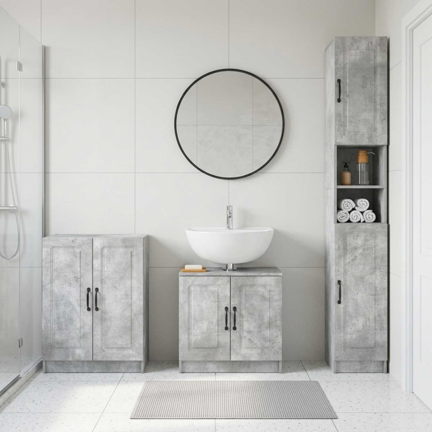 Ensemble de meuble de salle de bain 3 pièces UTRECHT Gris béton
