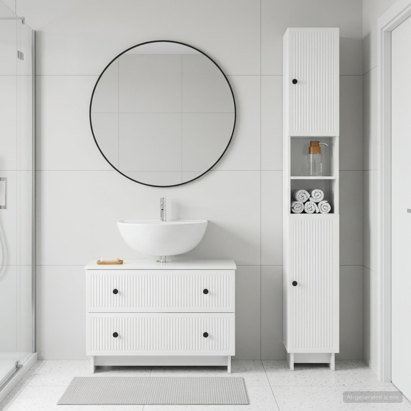 Ensemble de 2 meubles de salle de bain EDE Blanc brillant