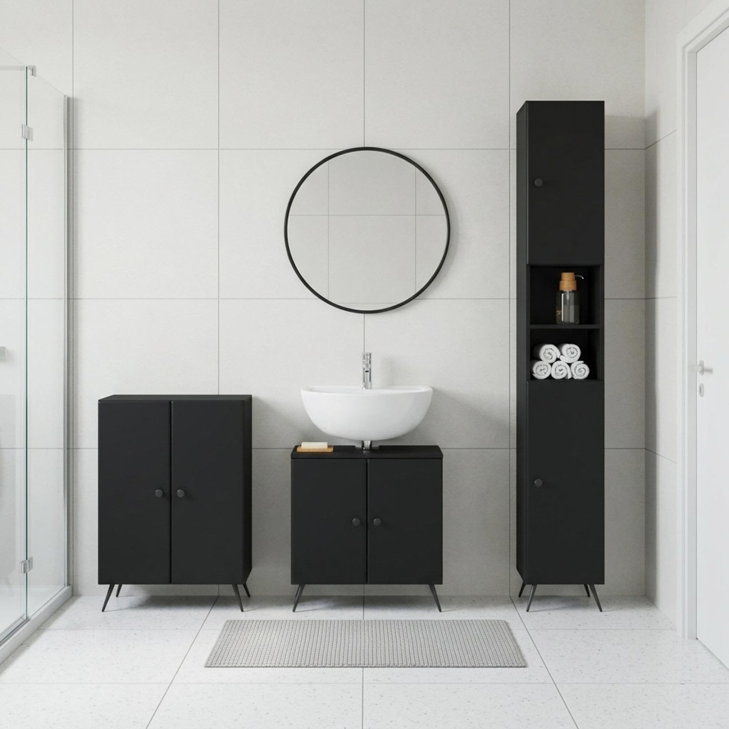 Ensemble de meuble de salle de bain 3 pièces BREDA Noir
