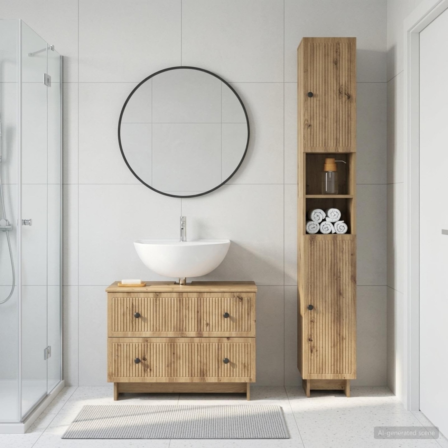 Ensemble de 2 meubles de salle de bain EDE Chêne artisanal