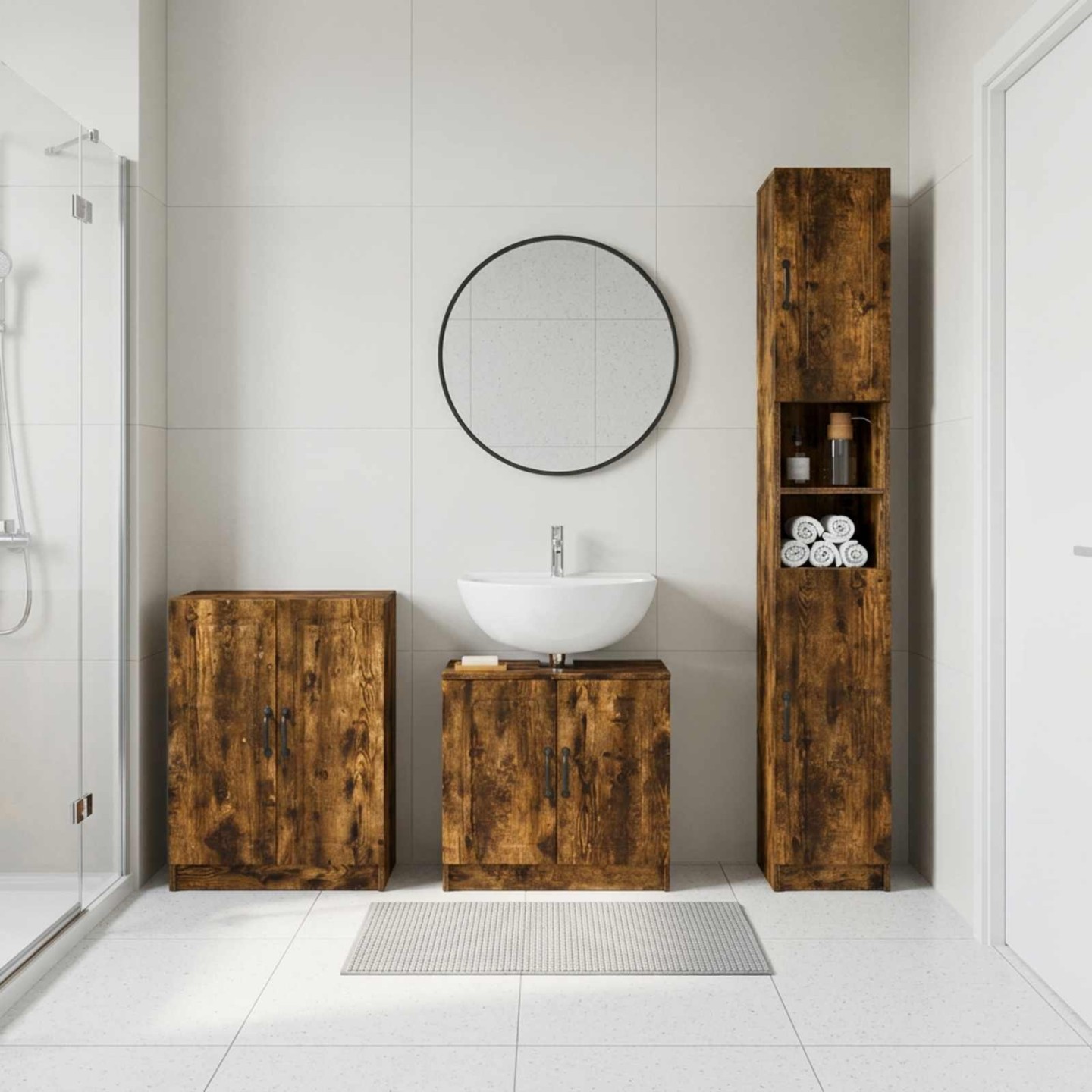 Ensemble de meuble de salle de bain 3 pièces UTRECHT Chêne fumé