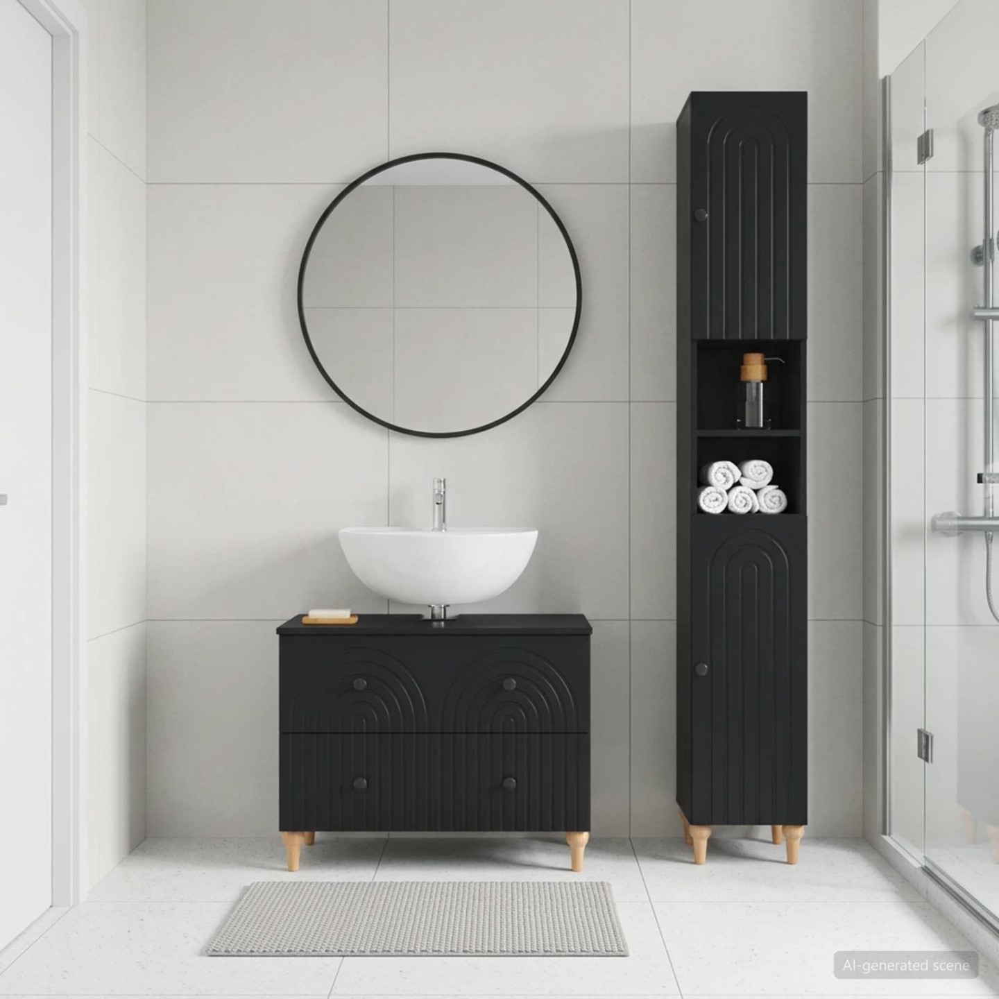 Ensemble de 2 meubles de salle de bain ALKMAAR Noir