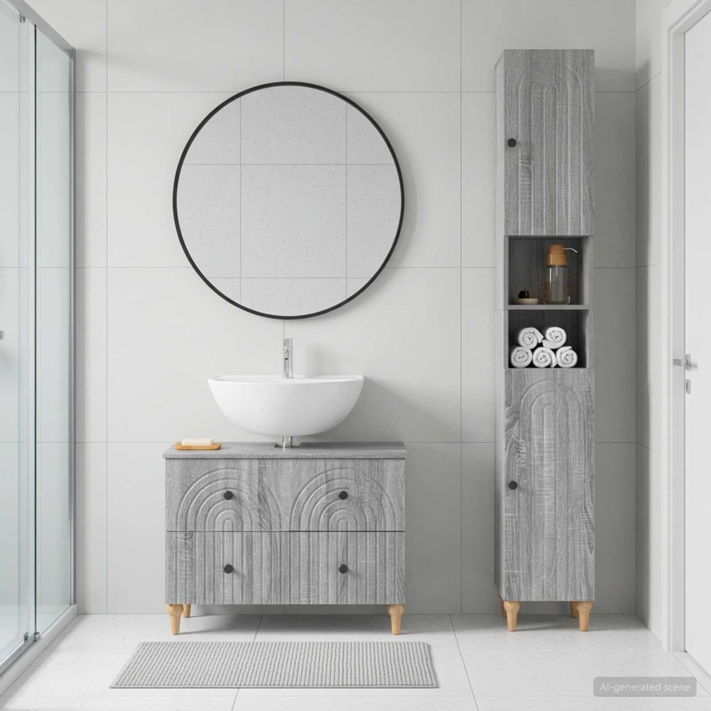Ensemble de 2 meubles de salle de bain ALKMAAR Sonoma gris