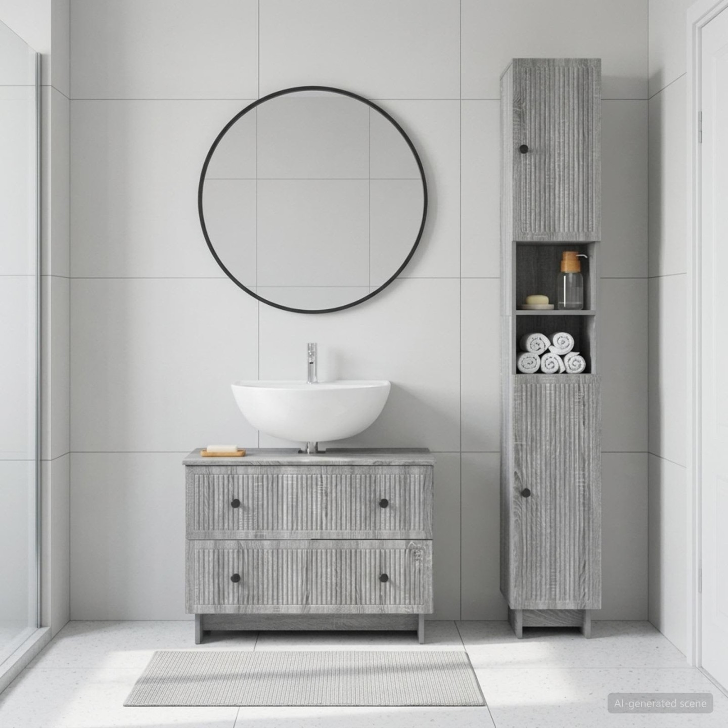 Ensemble de 2 meubles de salle de bain EDE Sonoma gris