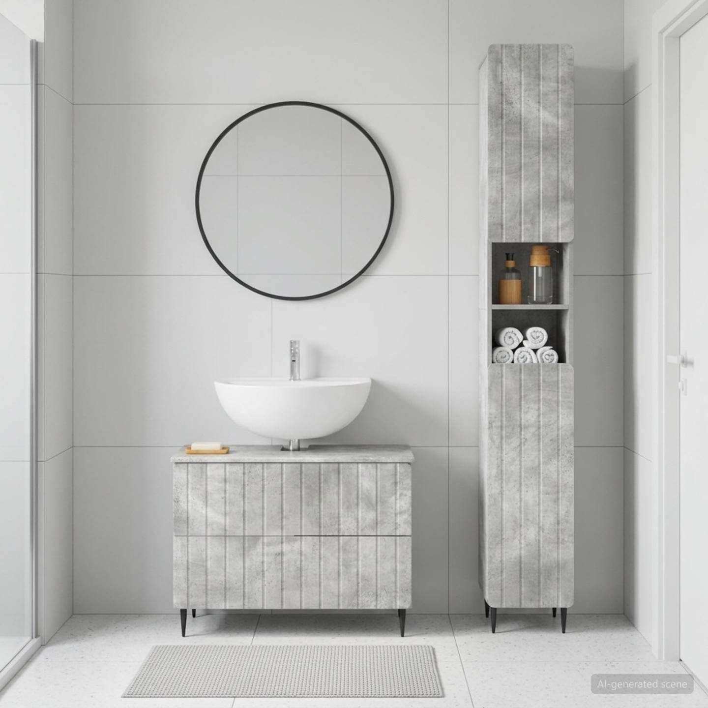 Ensemble de 2 meubles de salle de bain ZWOLLE Gris béton