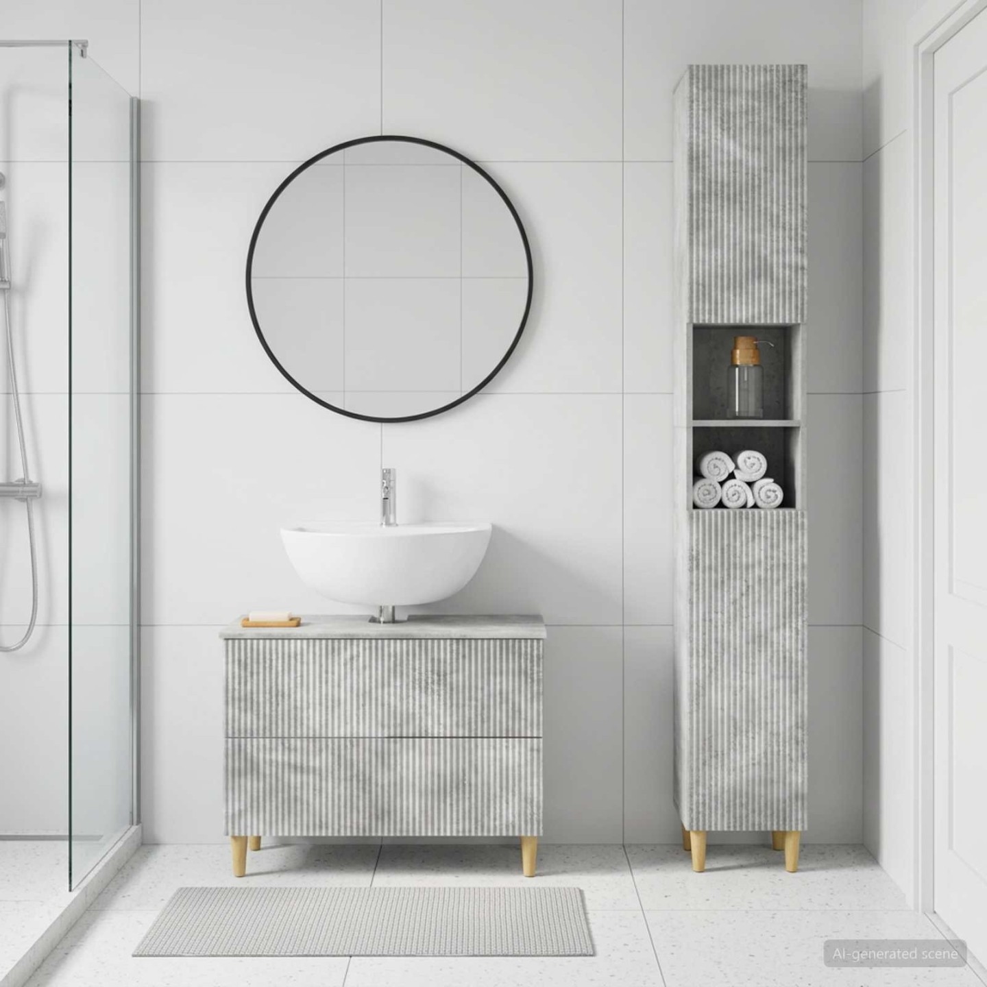 Ensemble de 2 meubles de salle de bain ARNHEM Gris béton