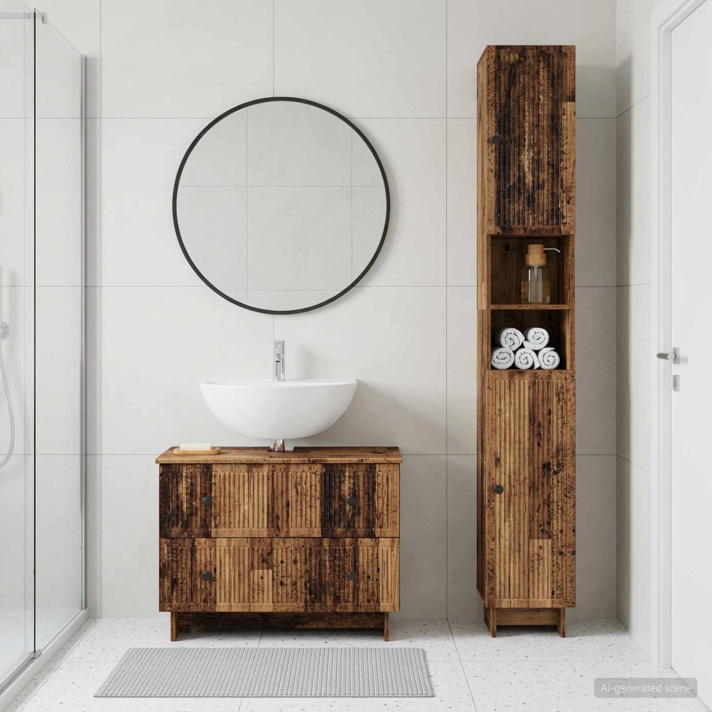 Ensemble de 2 meubles de salle de bain EDE Bois ancien