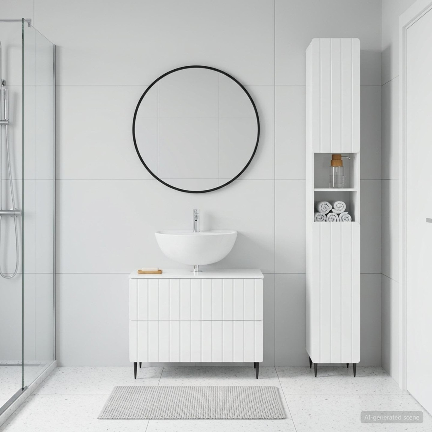 Ensemble de 2 meubles de salle de bain ZWOLLE Blanc brillant