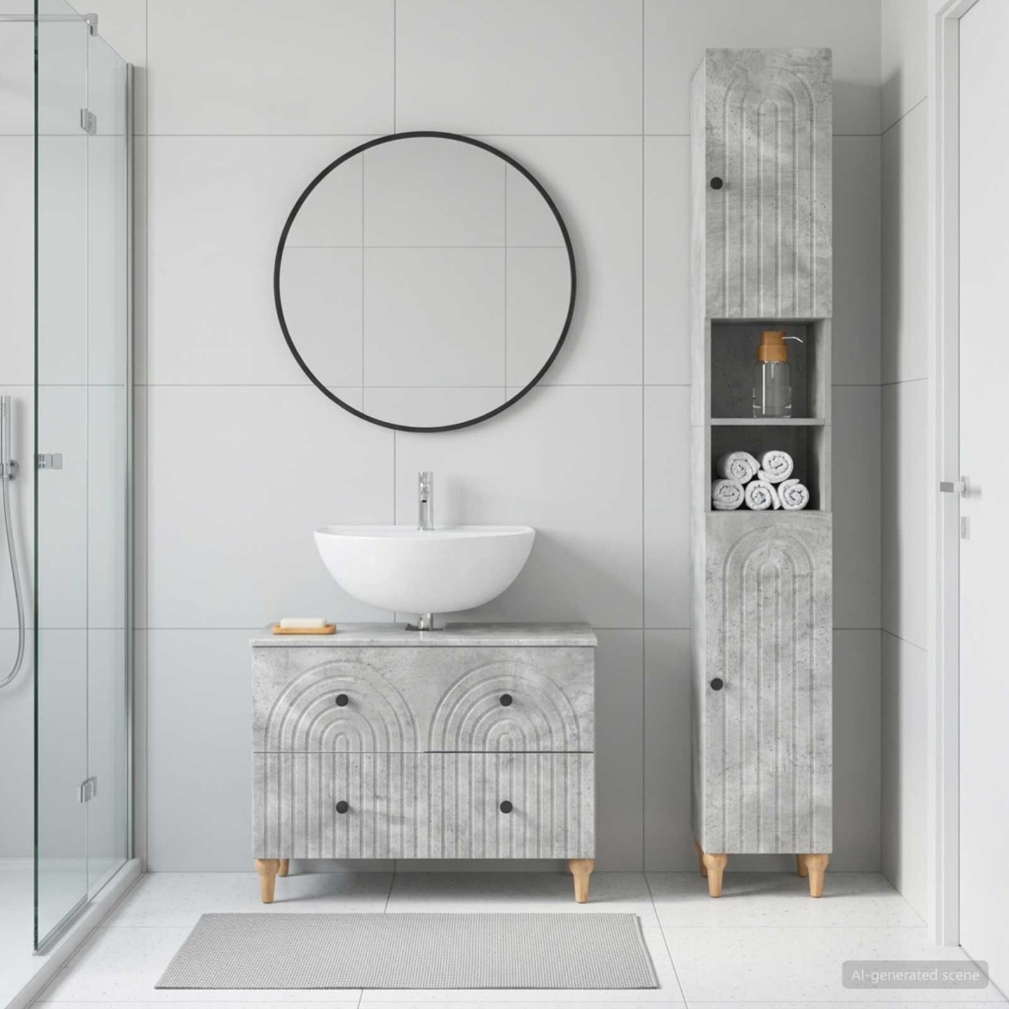 Ensemble de 2 meubles de salle de bain ALKMAAR Gris béton