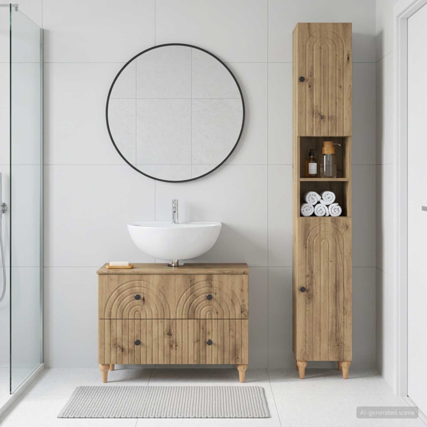 Ensemble de 2 meubles de salle de bain ALKMAAR Chêne artisanal