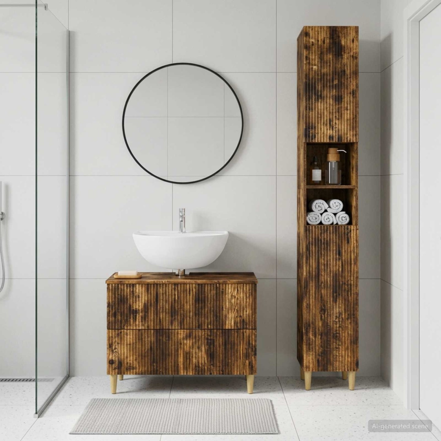 Ensemble de 2 meubles de salle de bain ARNHEM Chêne fumé