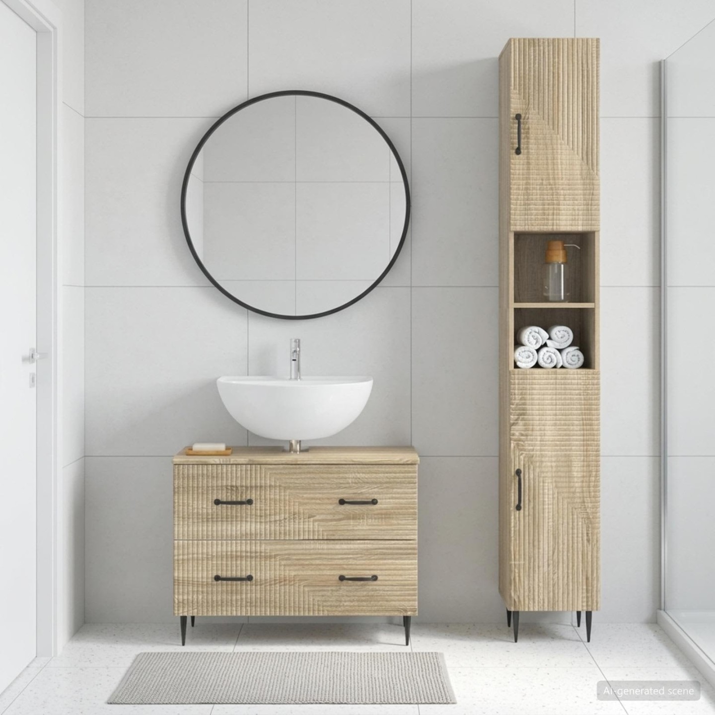 Ensemble de 2 meubles de salle de bain HAARLEM Chêne Sonoma