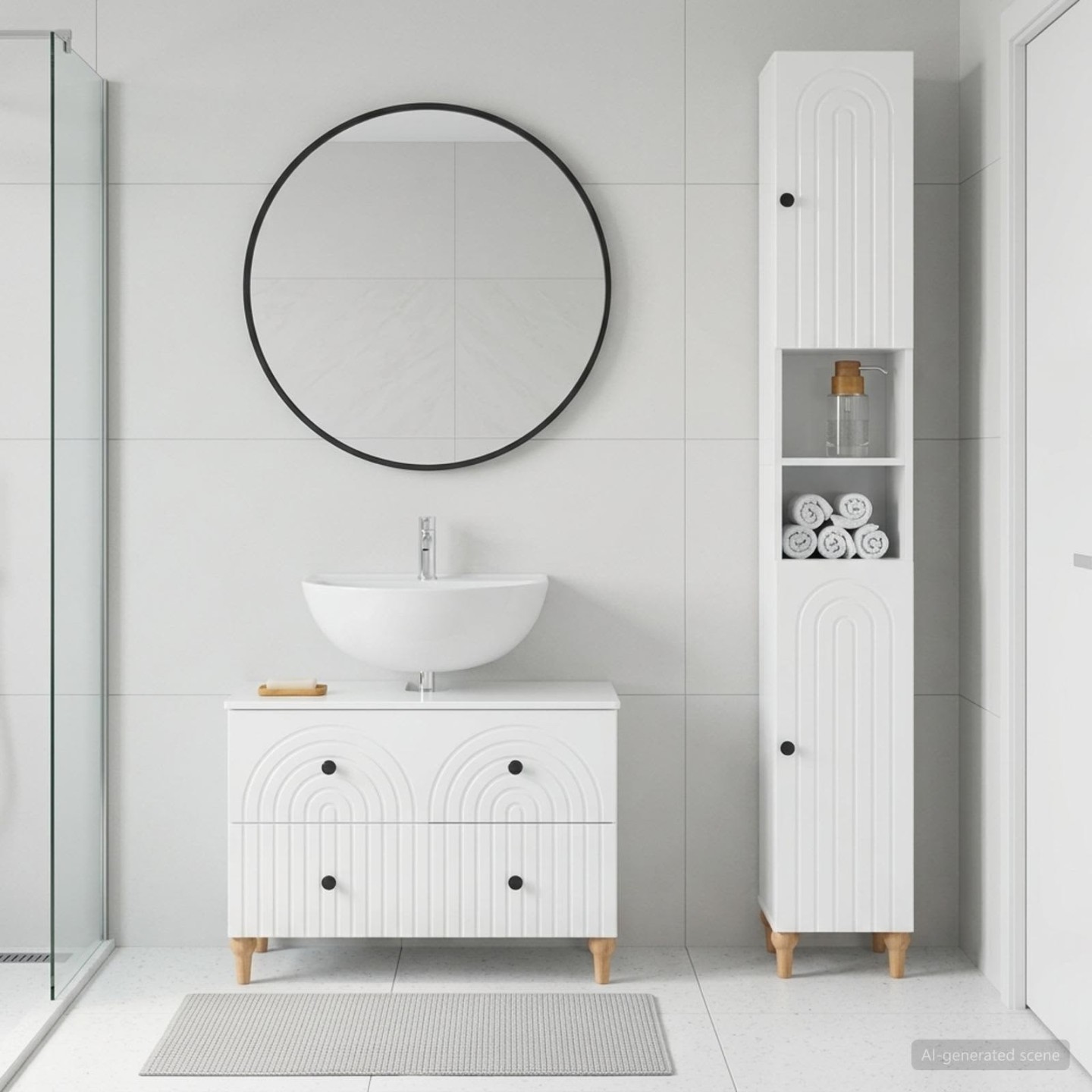 Ensemble de 2 meubles de salle de bain ALKMAAR Blanc brillant