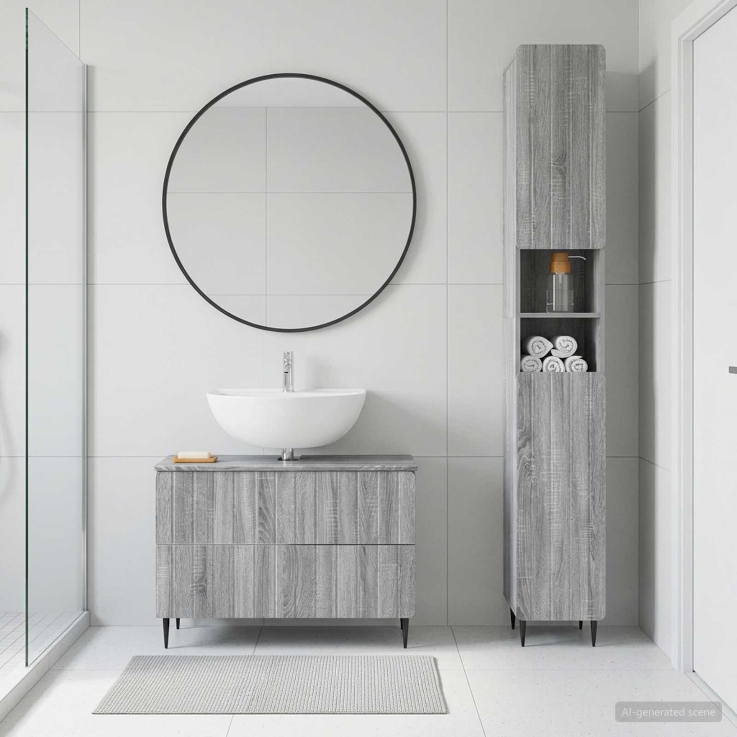 Ensemble de 2 meubles de salle de bain ZWOLLE Sonoma gris