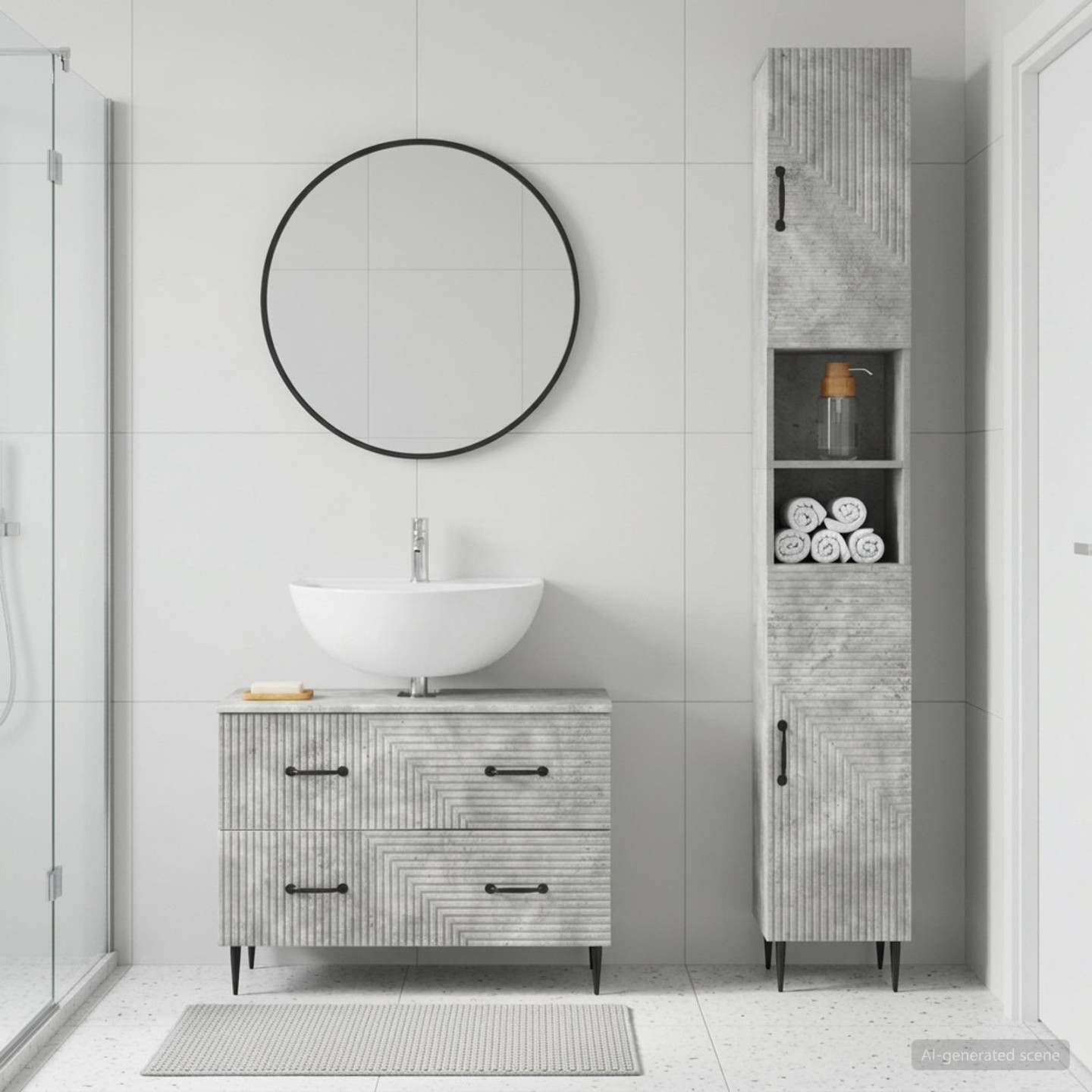 Ensemble de 2 meubles de salle de bain HAARLEM Gris béton