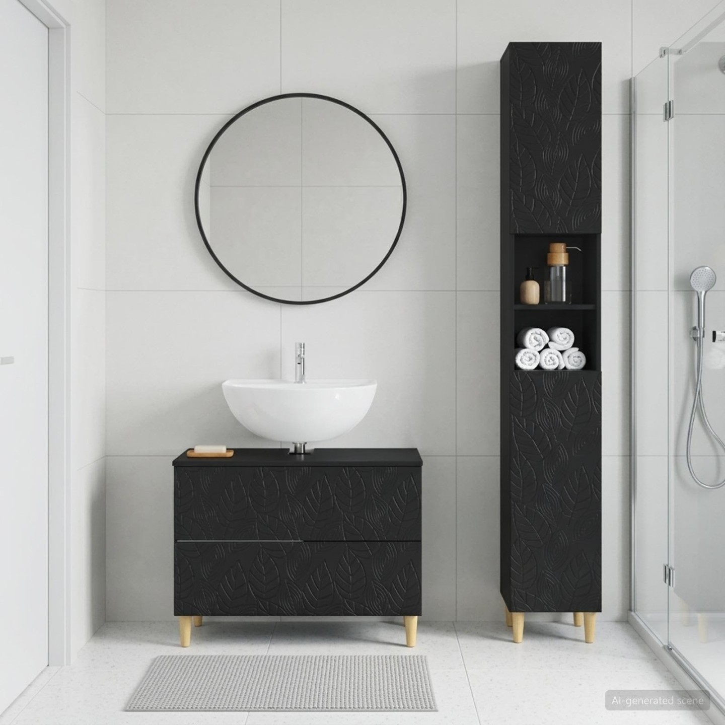 Ensemble de 2 meubles de salle de bain DELFT Noir