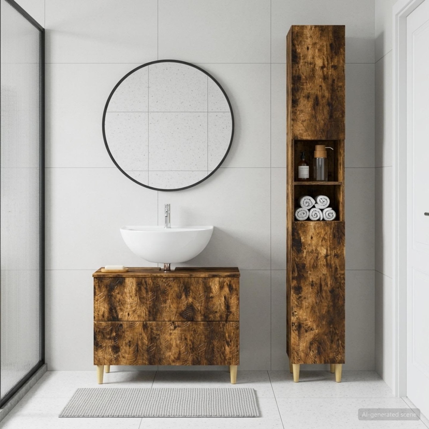 Ensemble de 2 meubles de salle de bain DELFT Chêne fumé