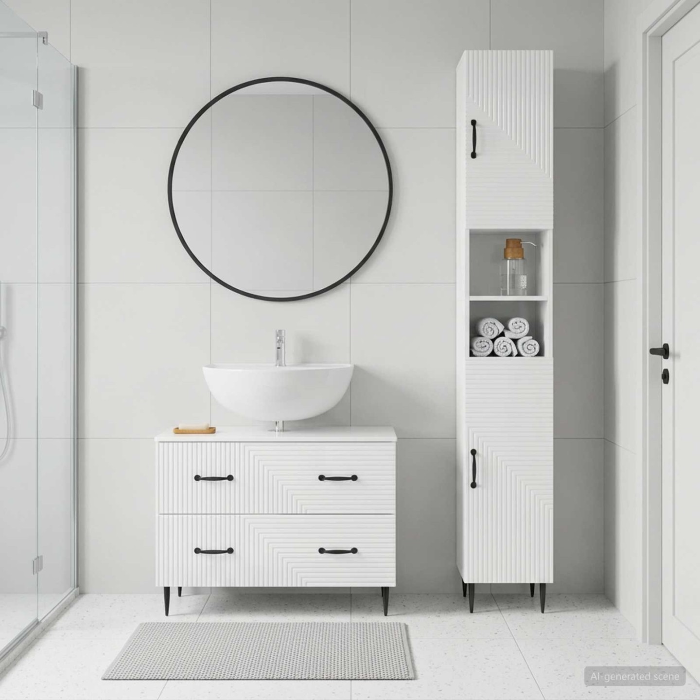 Ensemble de 2 meubles de salle de bain HAARLEM Blanc brillant