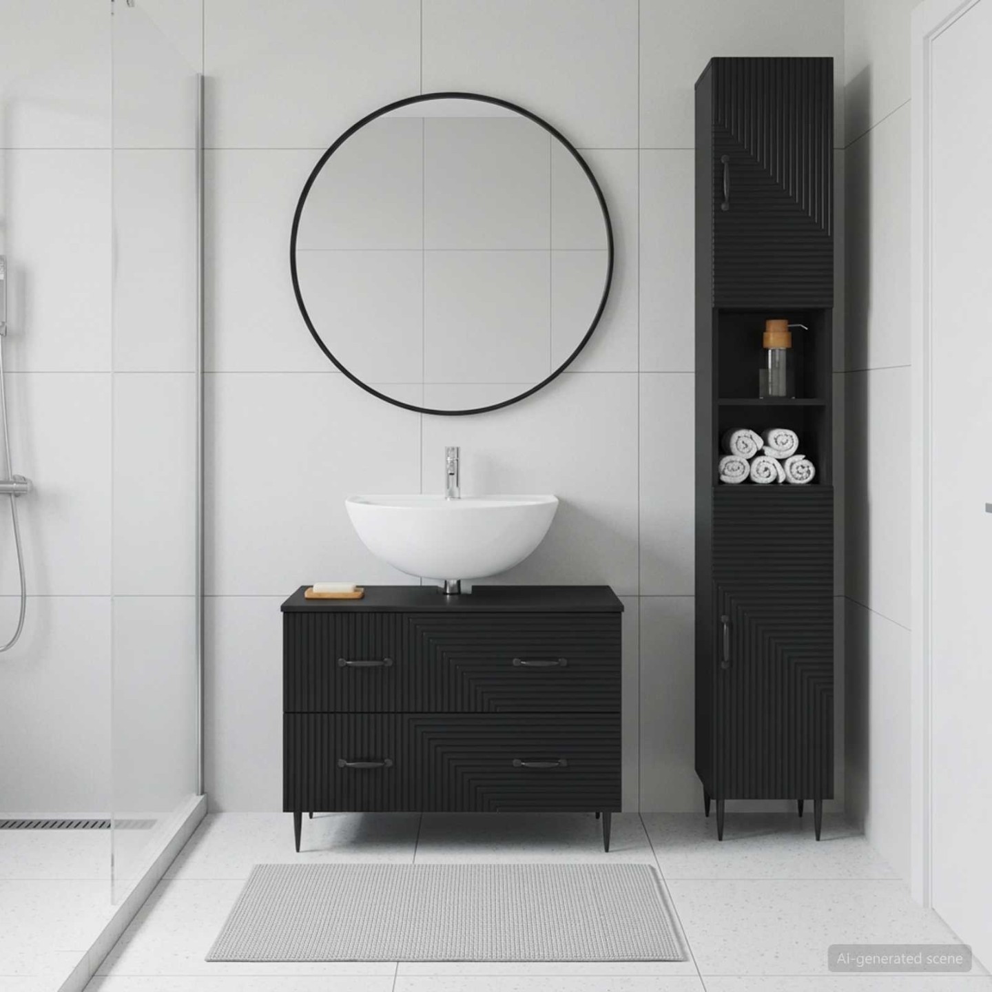 Ensemble de 2 meubles de salle de bain HAARLEM Noir
