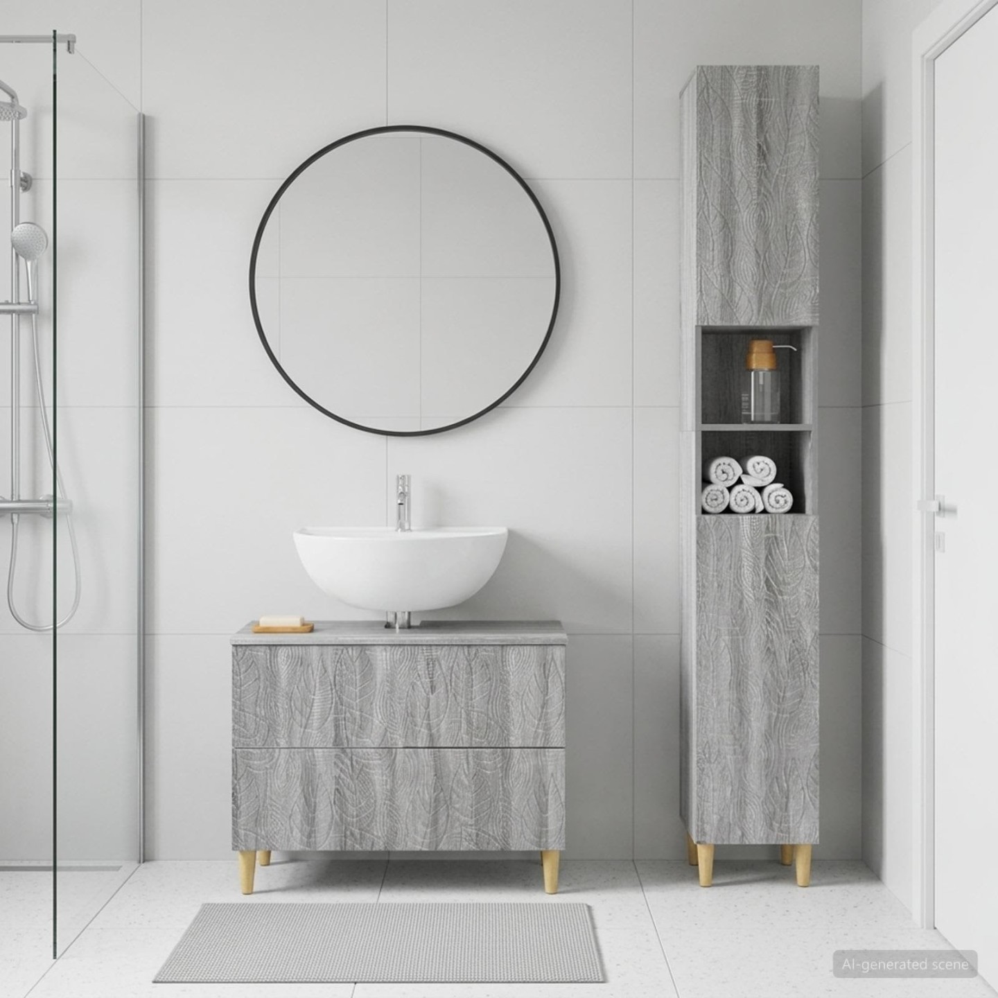 Ensemble de 2 meubles de salle de bain DELFT Sonoma gris