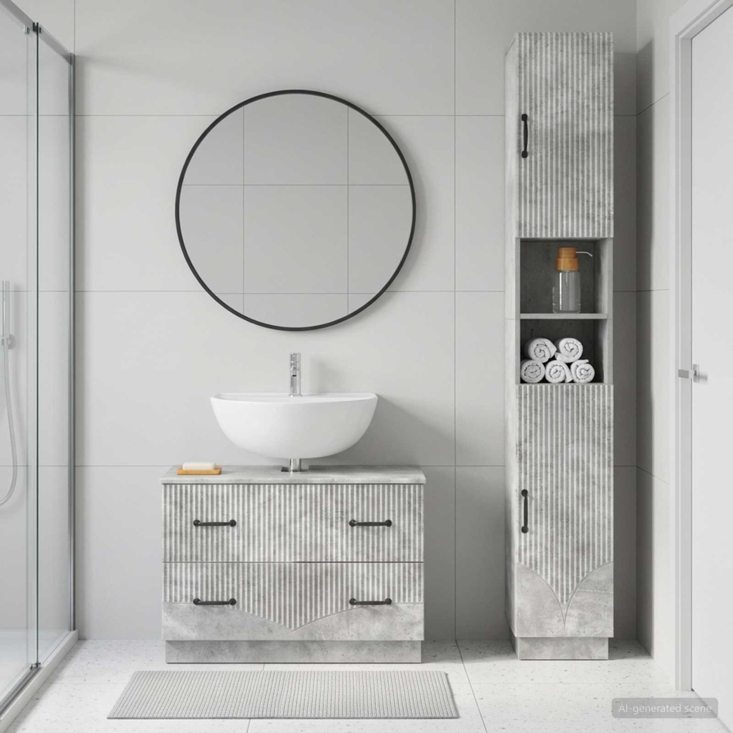 Ensemble de 2 meubles de salle de bain HOORN Gris béton