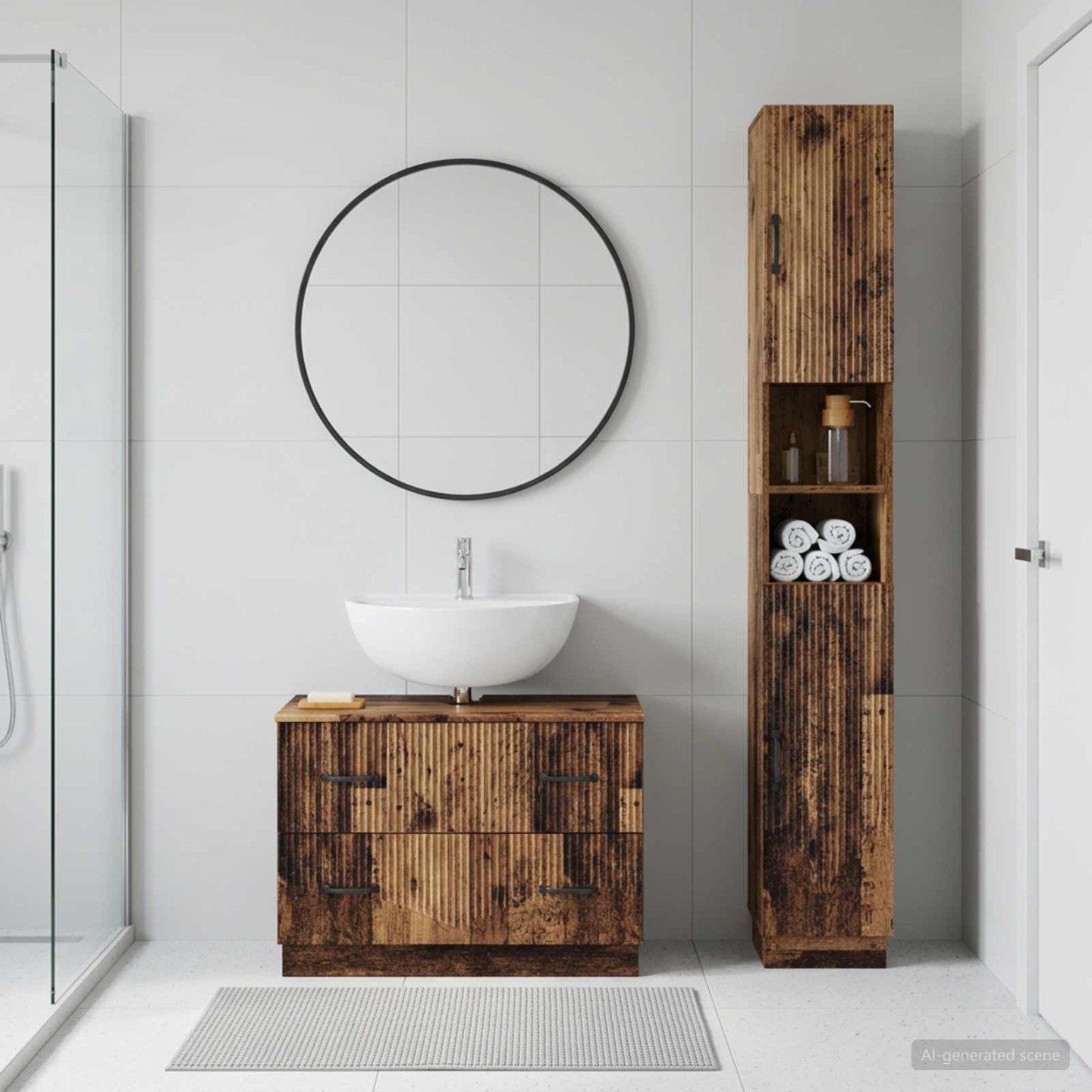 Ensemble de 2 meubles de salle de bain HOORN Bois ancien